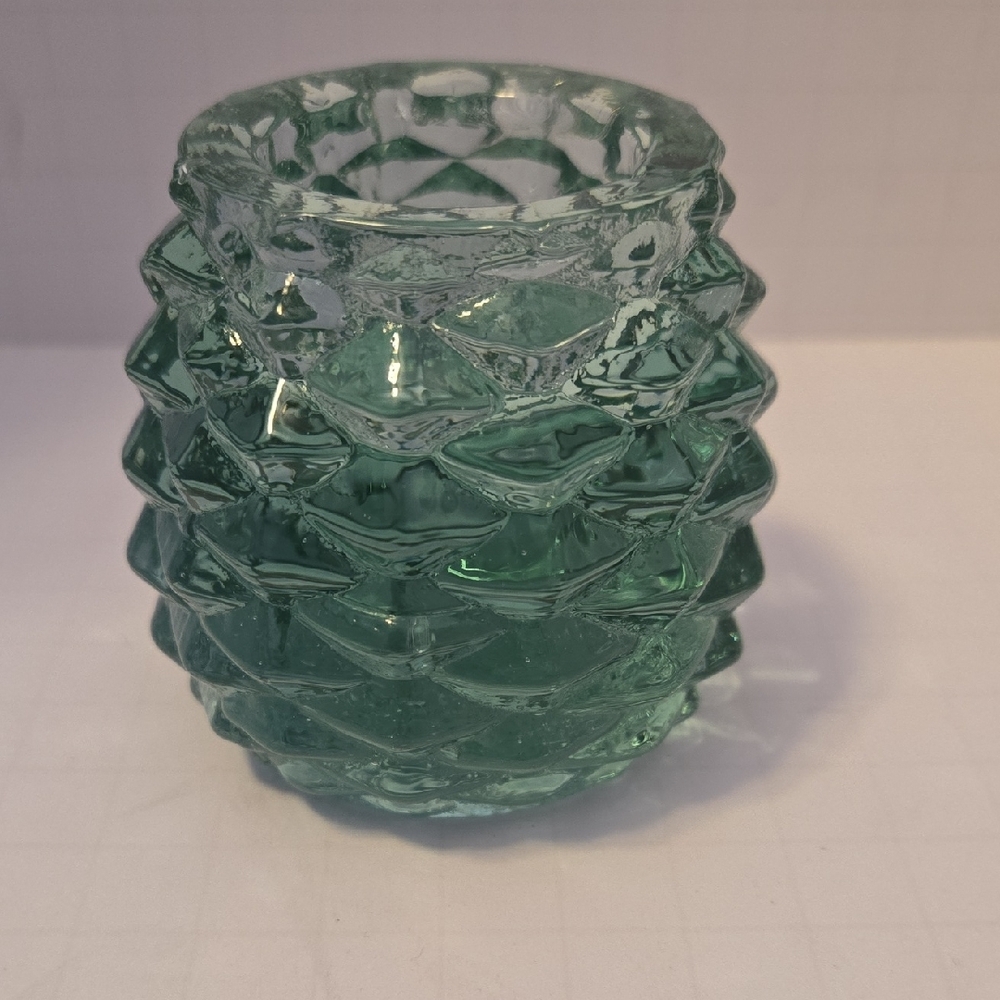 Williams Sonoma Textured Teal Glass Candle Holder - Picture 2 of 6